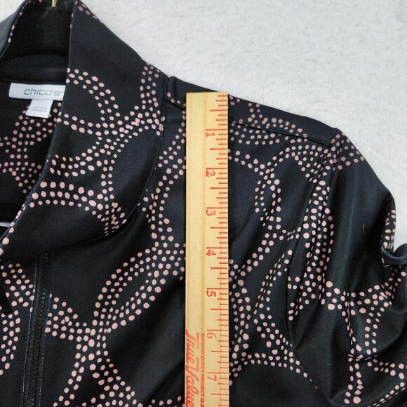 Chicos Shirt Womens 8 Black Pink 1 Half Zip Mock Neck Lightweight Pullover - Picture 4 of 9